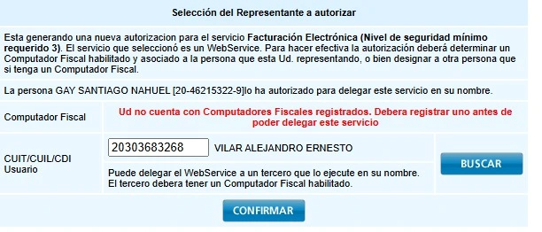 Ingresar CUIT Representante