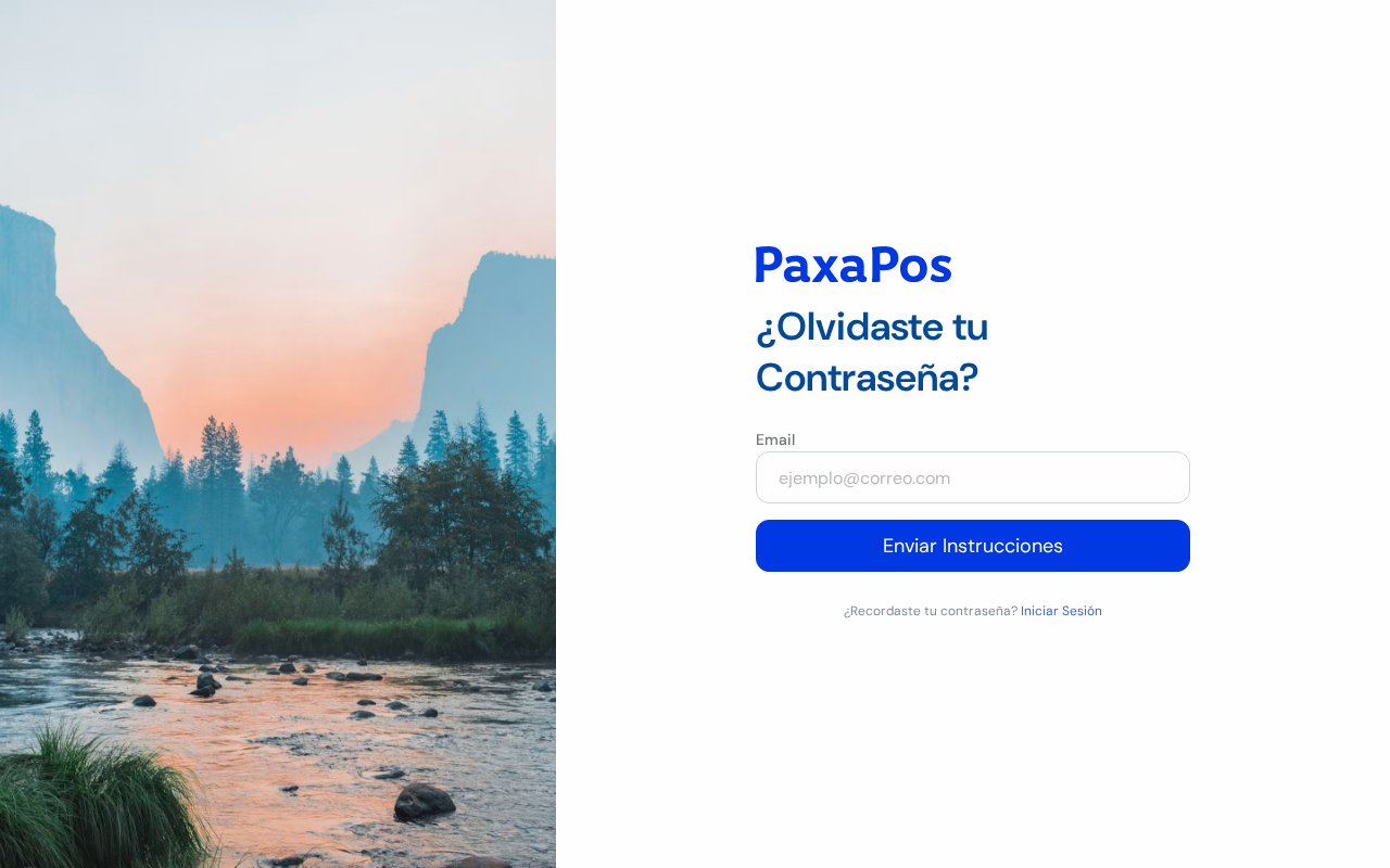 Formulario para solicitar recuperación de contraseña