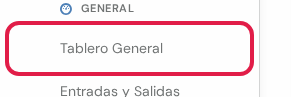 Opción Tablero General marcada en rojo, debajo del título General