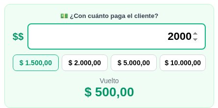 Casillero Con cuánto paga el cliente