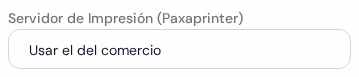 Lista Servidor de Impresión con Usar el del comercio elegido