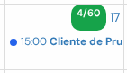 Día del calendario con la ocupación 4/60 en verde y una reserva