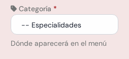 Lista Categoría con Especialidades elegida