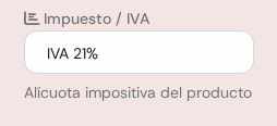 Lista Impuesto / IVA con IVA 21%