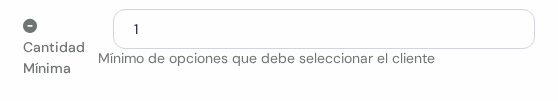 Casillero Cantidad Mínima con el número 1