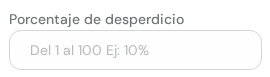Casillero Porcentaje de desperdicio