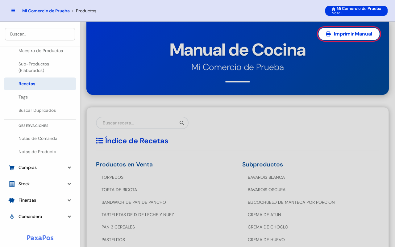 Pantalla con el botón Imprimir Manual marcado en rojo