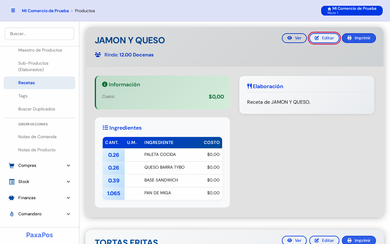 Tarjeta con el botón Editar marcado en rojo