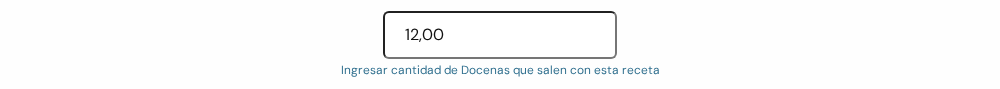 Casillero de cantidad que rinde la receta, con 12,00