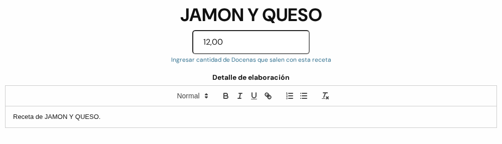Casillero Detalle de elaboración con su barra de herramientas
