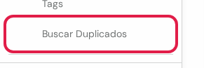 Opción Buscar Duplicados marcada en rojo en el menú lateral