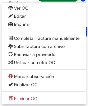 Menú de más acciones abierto