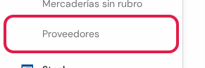 Opción Proveedores marcada en rojo, debajo de Catálogo